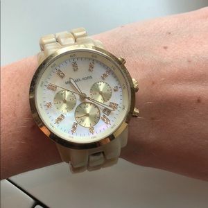 Michael Kors Bone and Gold Watch
